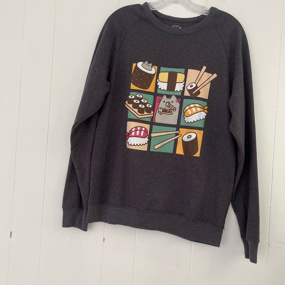 PUSHEEN Unisex Grey Sushi Pullover Sweatshirt Size Large - Picture 7 of 9
